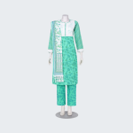Green Printed and Embroidered Cotton Shalwar Kameez