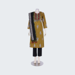 Mustard Brown Printed and Embroidered Shalwar Kameez